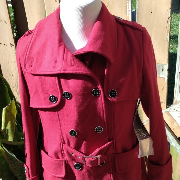 Green Eney pea coat red size large - Picture 2 of 4